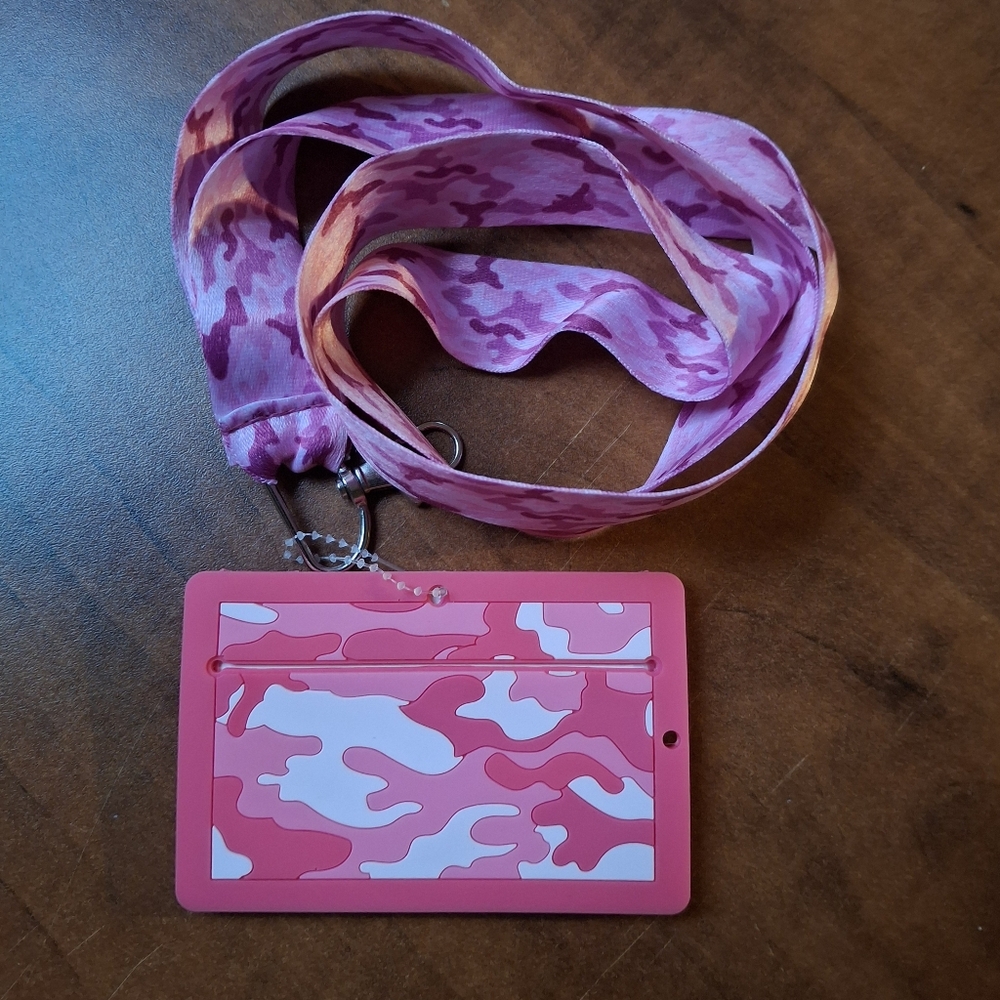 Pink Camouflage Lanyard with ID Holder